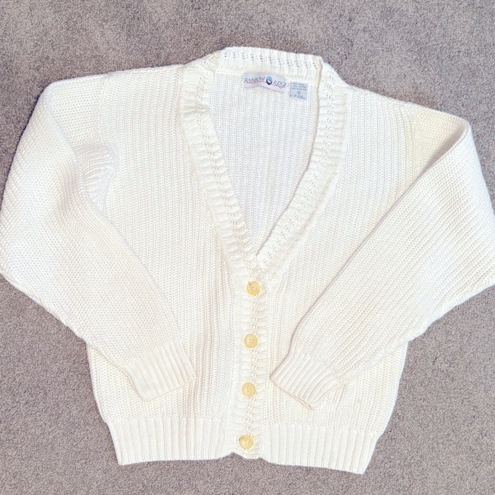 Rainbow Ridge retro white cardigan